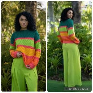 LELIS Multicolor Knit Colorful Striped Sweater